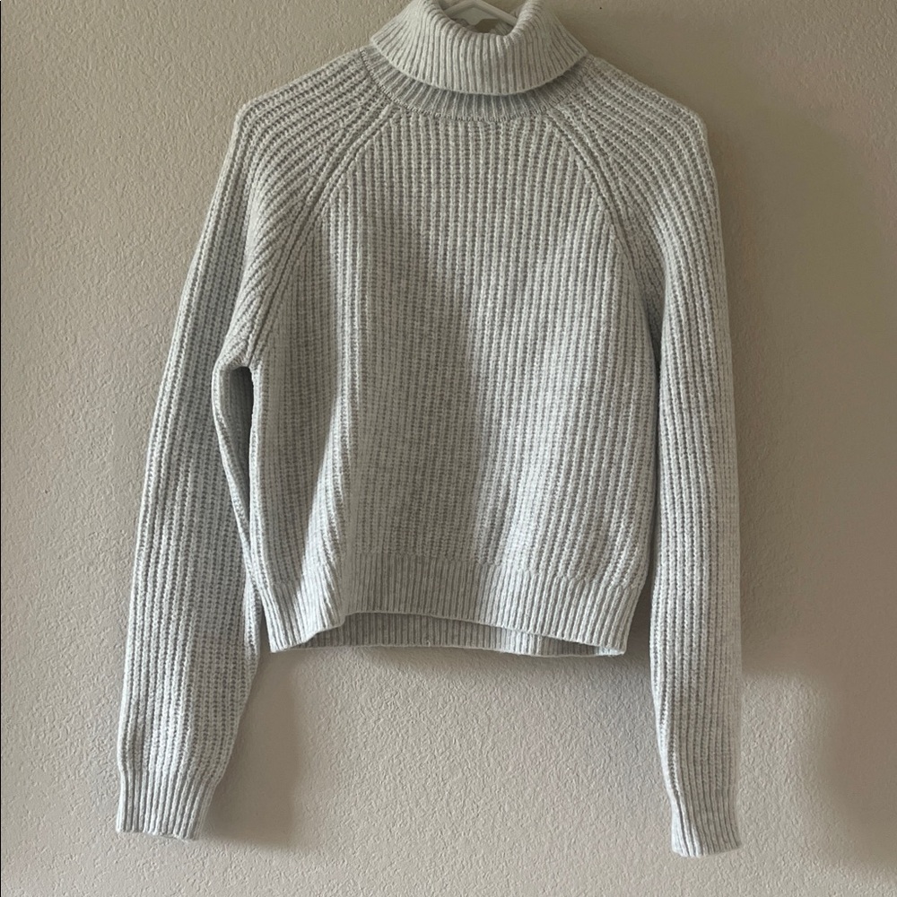 Elegant Light Gray Turtleneck Sweater